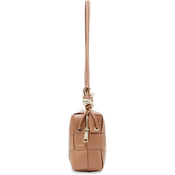 Womens Dome Crossbody Bag Woven Faux Leather Adjustable Strap Zipper Closure